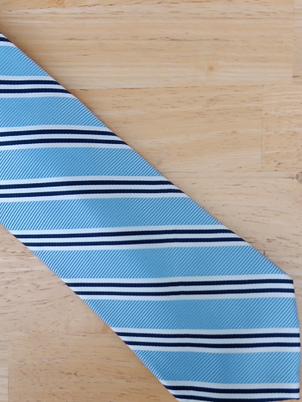 Brooks Brothers "346" Light Blue Tie with Navy & White Stripes